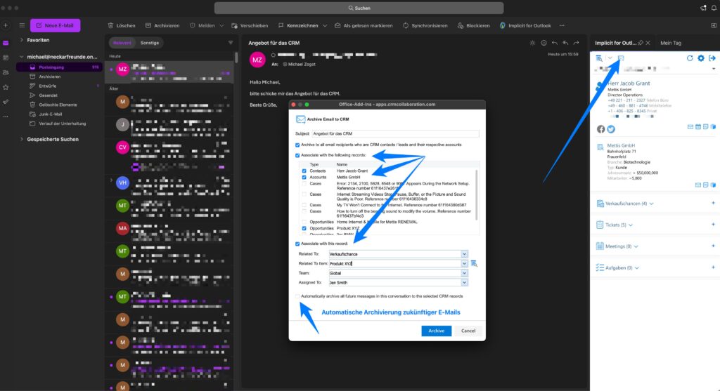 Implicit Outlook für Mac Integration: Ihr All-in-One-Tool für die Verbindung von SugarCRM