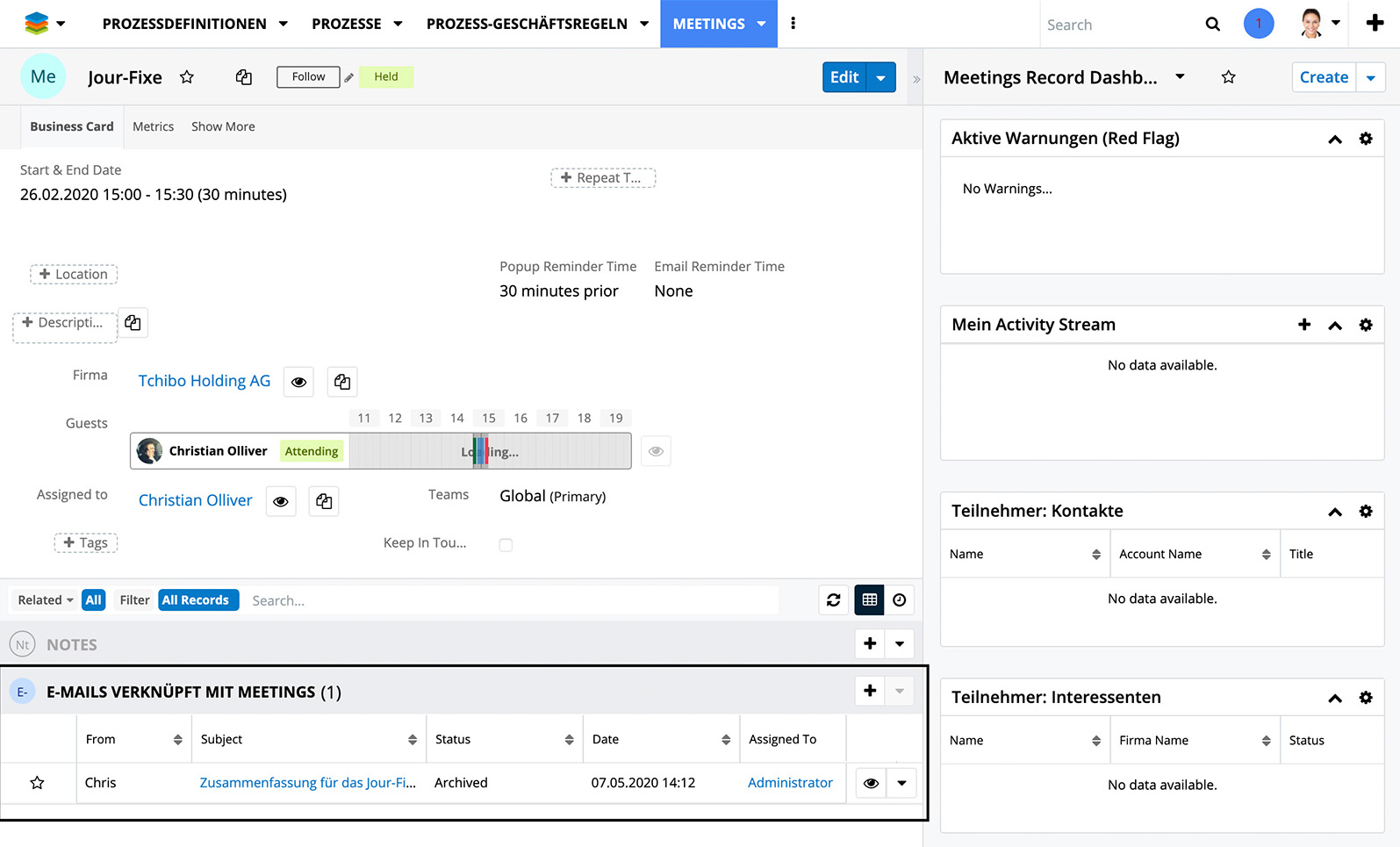 E-Mail Relationship for Activities